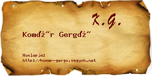 Komár Gergő névjegykártya